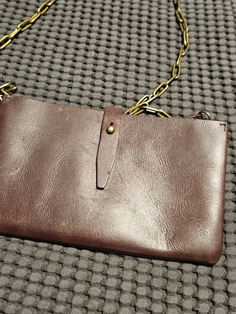 Madewell Leather Chain Strap Crossbody Clutch - Brown